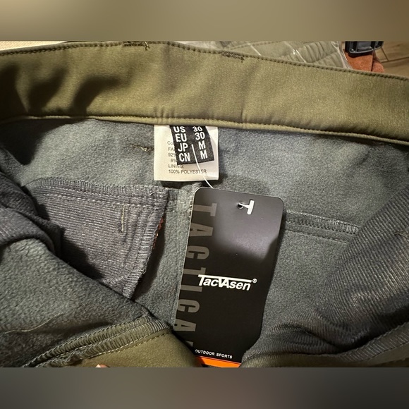 TACVASEN Men's Snow/Outdoor Fleece Lining Soft Shell Pants Green/Grey Sz 30 New - Picture 8 of 9
